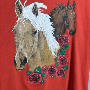 Vintage 80’s Cracker Barrel Horses Roses 90’s Dickie Collar Shirt XL Stitch